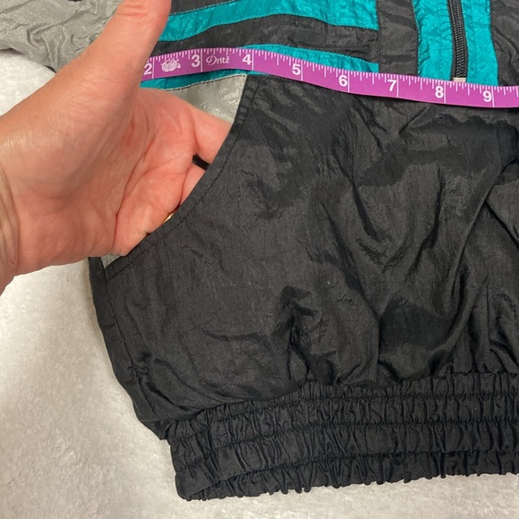 Vintage vertical active nylon jogging suit black teal and grey size medium 5 - Picture 4 of 14